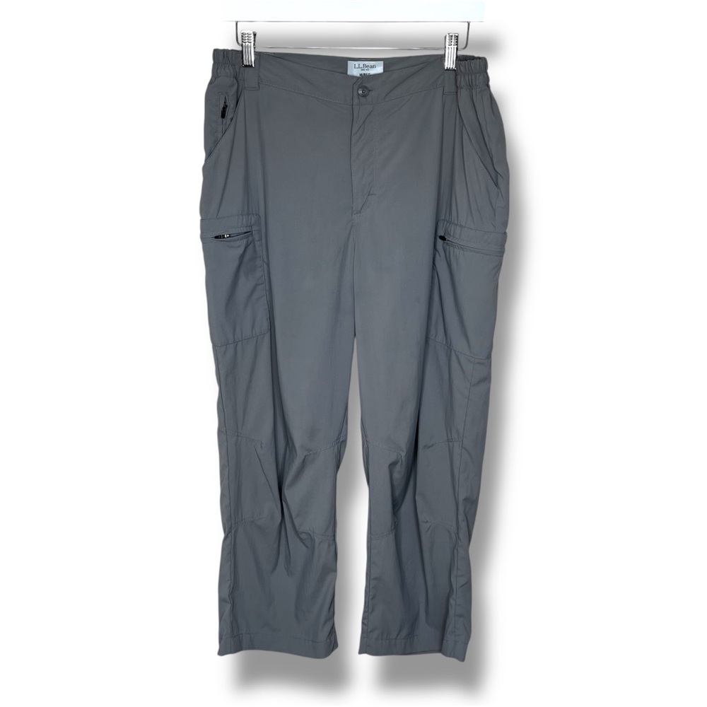 LL Bean Women Medium Gray Cropped Hiking Pants Lightweight Outdoor Utility Cargo